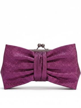 Betsey Johnson Bow Clutch, Sparkly Purple Pink, Vintage, EUC!!